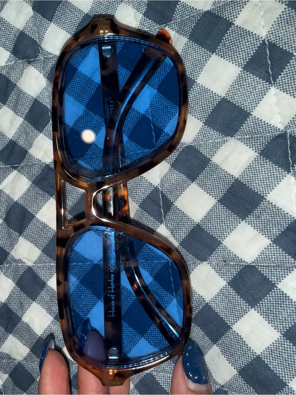 House of Harlow 1960 Tortoiseshell Frame with Blue Lenses Sunglasses